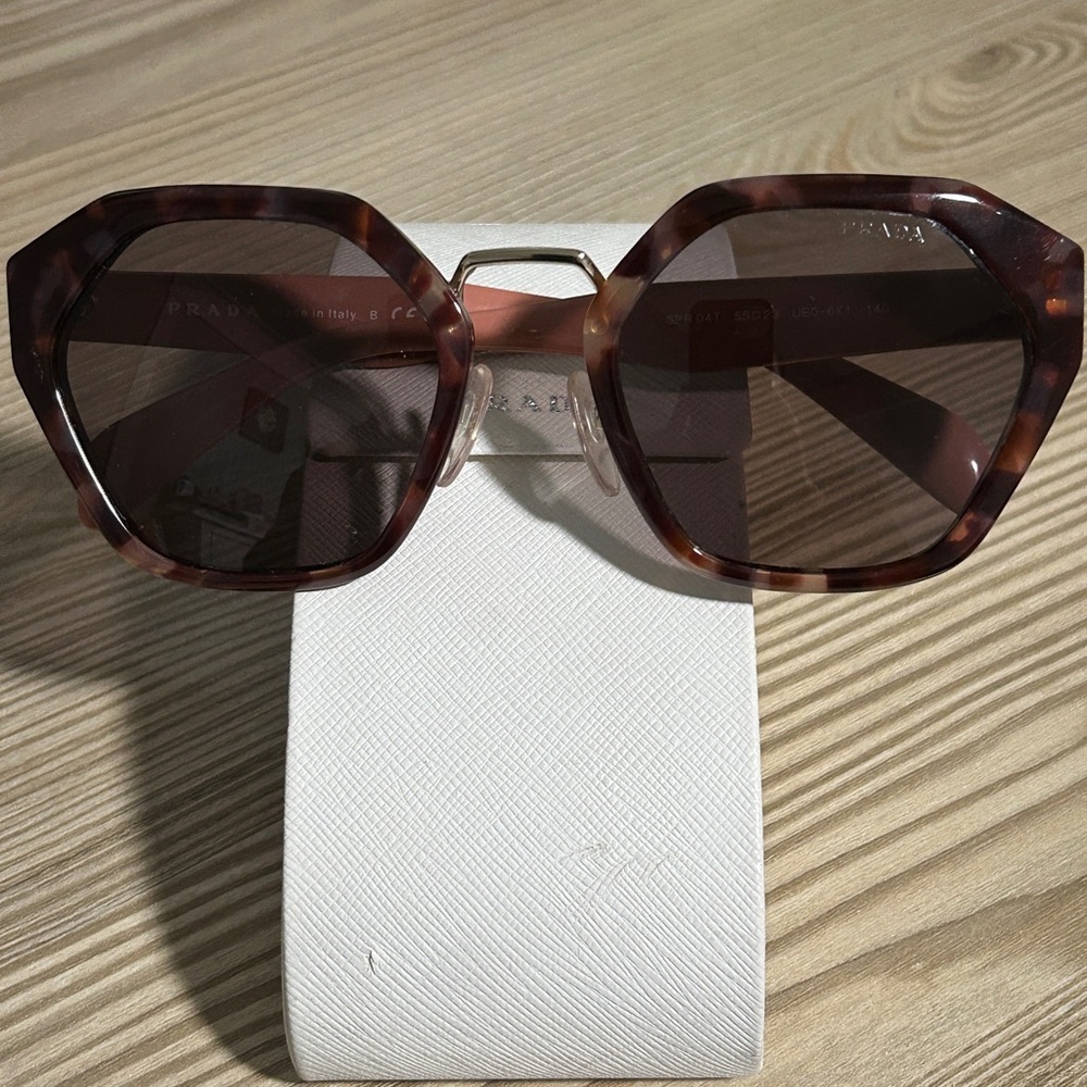 Prada Women's Brown Hexagonal Sunglasses